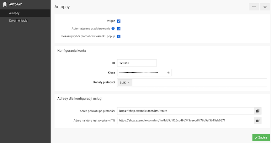 Autopay module configuration