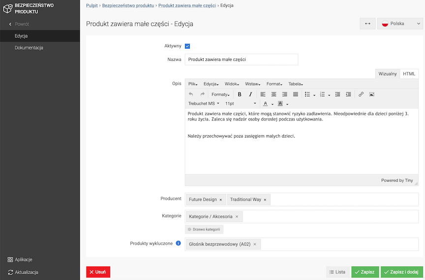 Editing a responsible entity