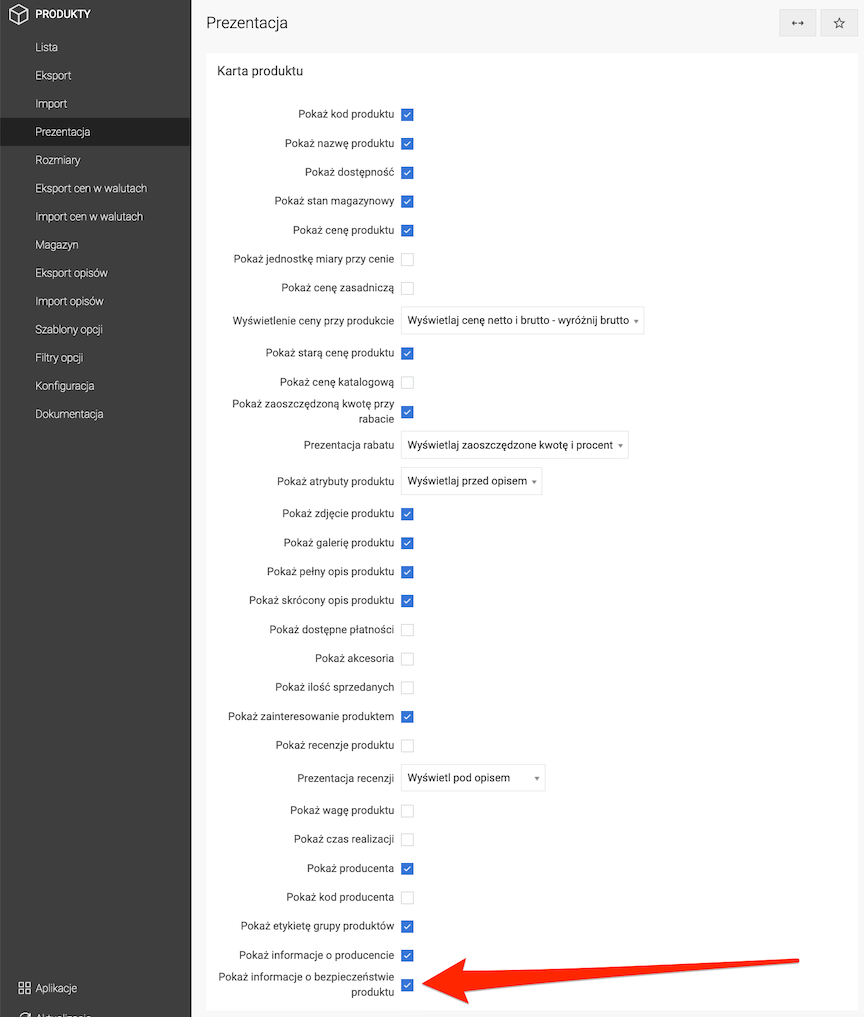 Enabling display of product safety information