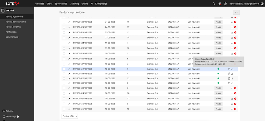 Sending an invoice to KSeF
