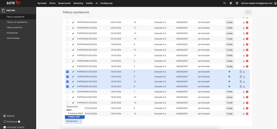 Sending an invoice to KSeF