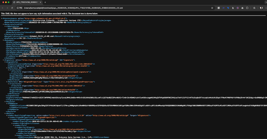 Sending an invoice to KSeF