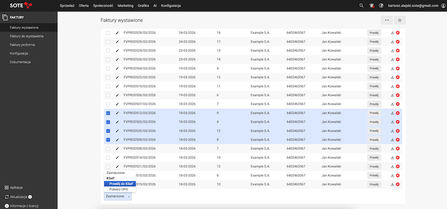 Sending an invoice to KSeF