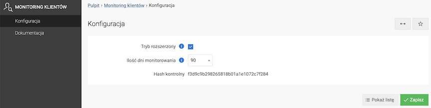 Customer Monitoring module configuration