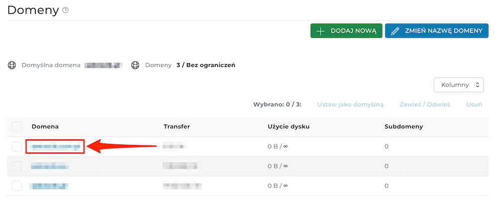 Selecting a domain