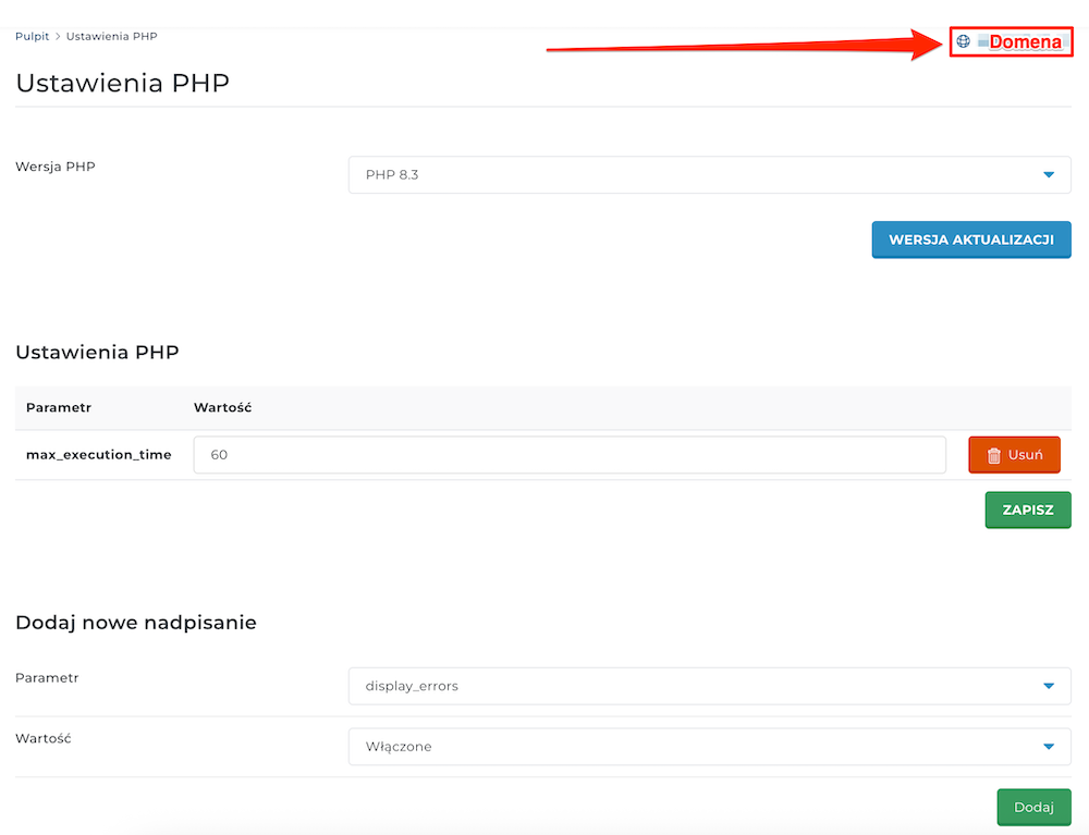 Selecting a domain